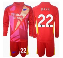 Arsenal David Raya #22 Bramkarskie Koszulka Wyjazdowa dzieci 2024-25 Długi Rękaw (+ krótkie spodenki)